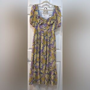Astr the Label Spring Floral Smocked Babydoll Maxi Dress Size M Whimsical Fairy